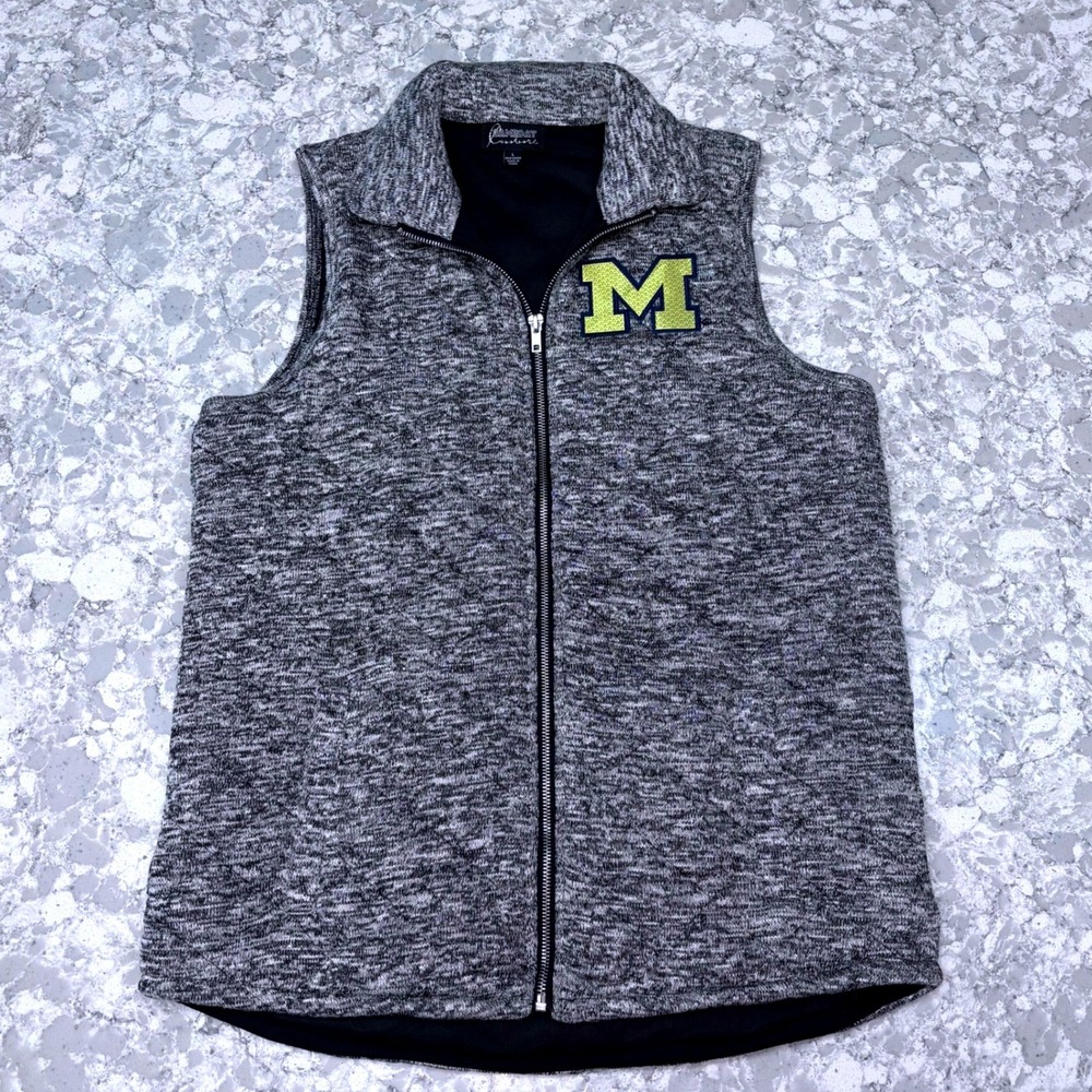 Gameday Couture Michigan Wolverines Quilted Knit Vest Gray Marled Large